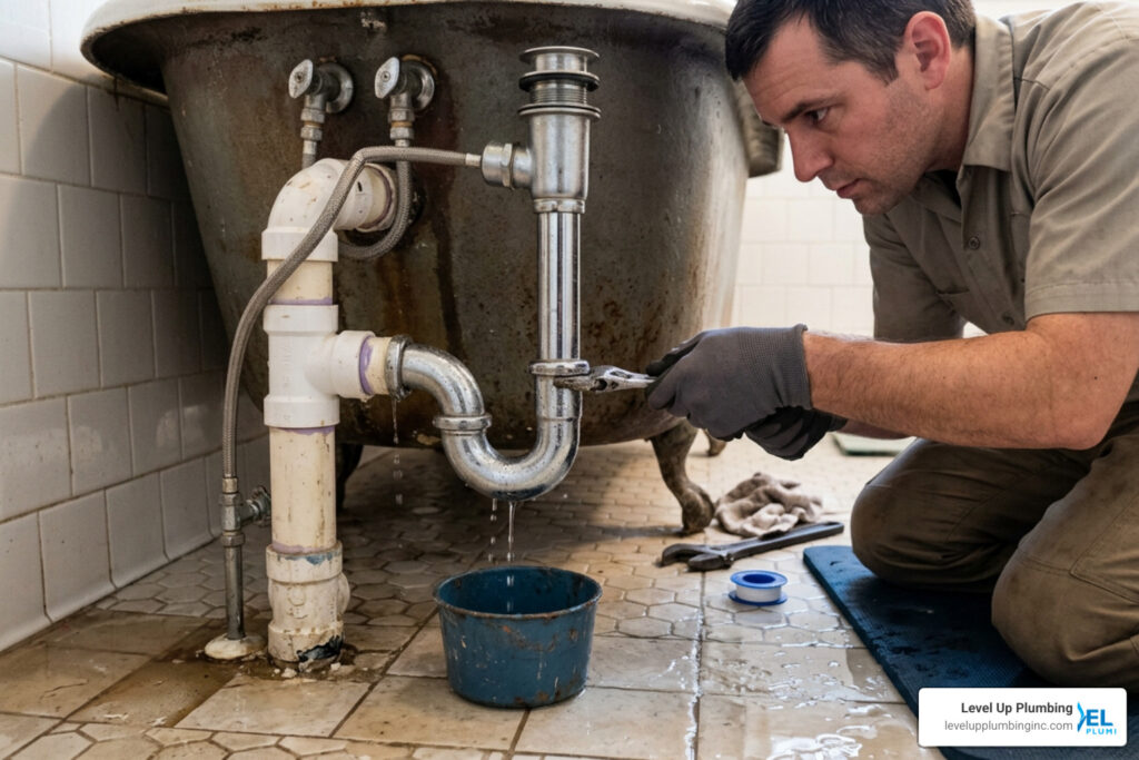 bathtub drain pipe leaking