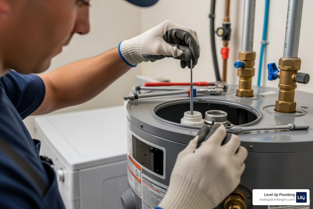 install anode rod water heater