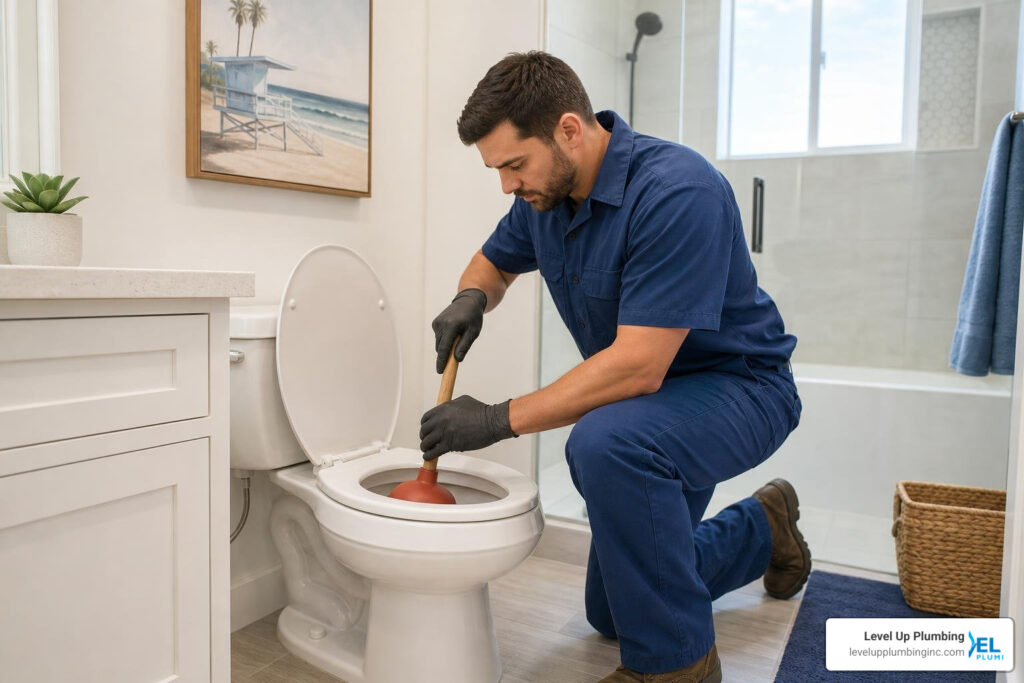 clogged toilet repair Huntington Beach