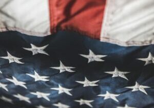 Detailed view of the American flag showcasing vibrant stars and stripes symbolizing patriotism.