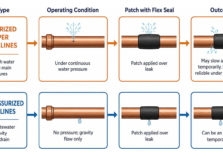 Diagram comparing pressurized copper supply lines versus non-pressurized drain lines